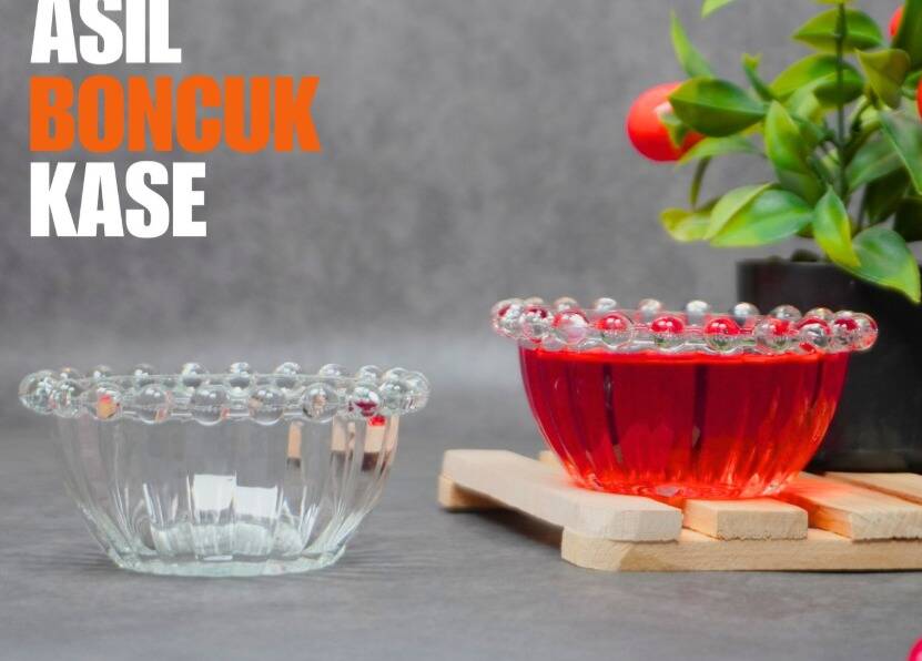 10 cm Boncuklu Cam Kase - 2
