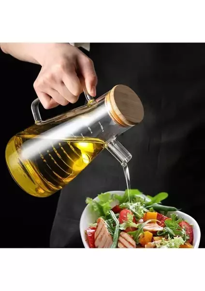 Bambu Kapaklı Vakumlu Borosilikat 3’lü Cam Yağdanlık Seti - 3