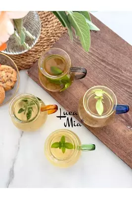 Luca Mia Renkli Keyif Borosilikat 4’lü Cam Çay Bardağı Seti - 2