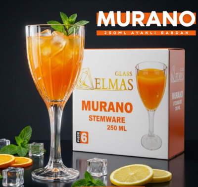 Murano 250 ml Ayaklı Cam Bardak - 