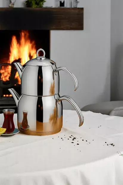 Valeriya Metal Kulplu Mini Boy Çaydanlık Takımı - 1