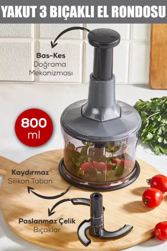 Yakut Basmalı Büyük 3 Bıçaklı El Rondosu - 1