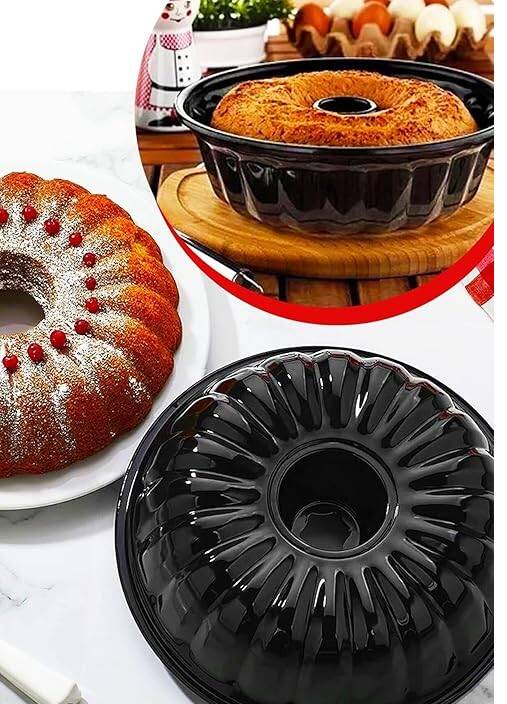 Yanmaz Yapışmaz 18 Dilimli 28 cm Emaye Kek Kalıbı (Siyah) - 2